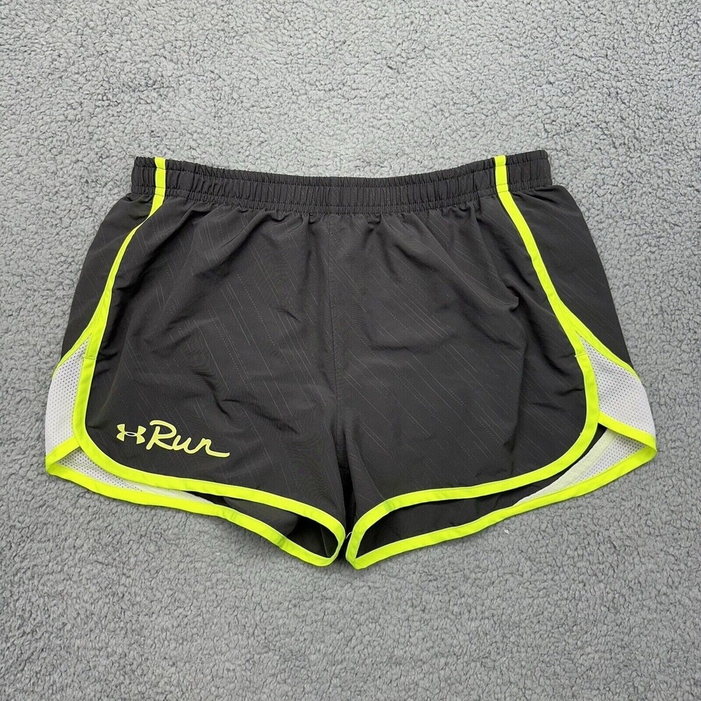 Under Armour RUN Womens Size Medium HeatGear Loose Black Running Shorts Lined